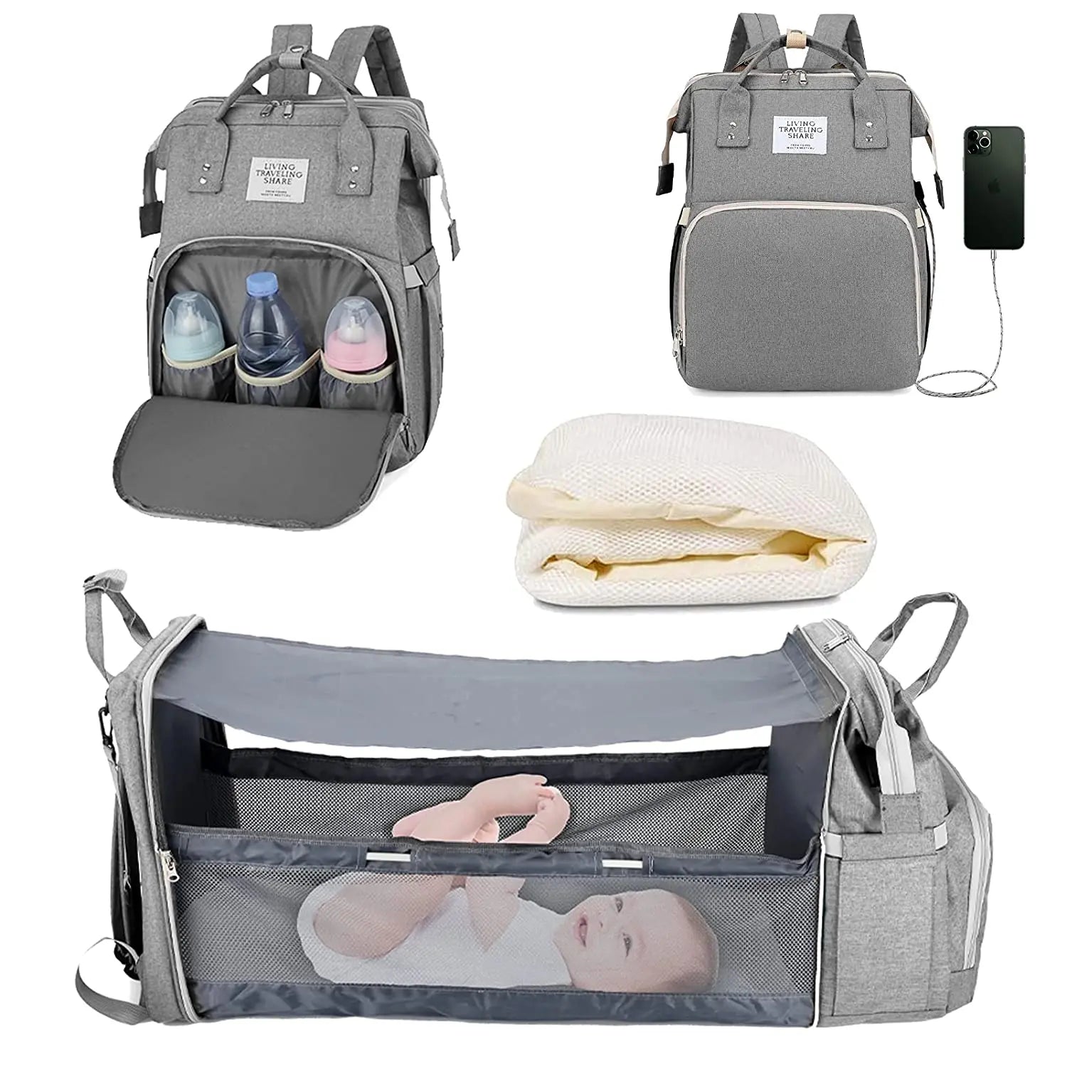 CozyPod™ 3 in 1 Diaper Backpack 